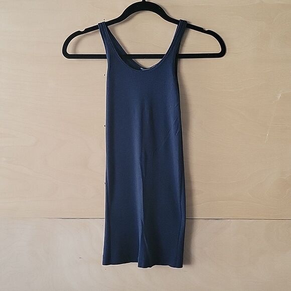 NEW Vince Sz S Navy Blue Favorite Tank Modal Jersey Fitted BalletCore Long Top - Picture 4 of 7